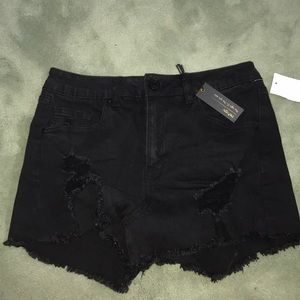 black denim shorts